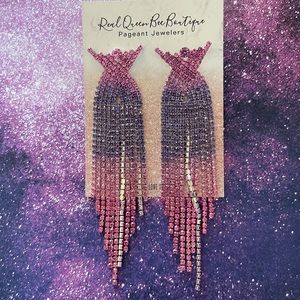 Pink and purple Ombre Rhinestone Fringe Earrings